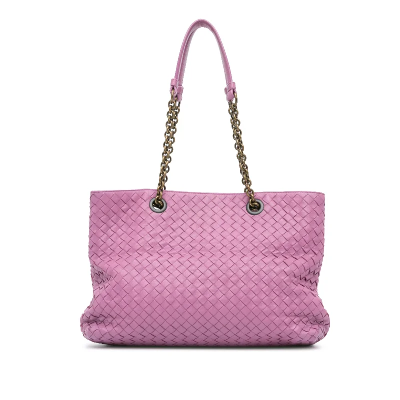 Bottega Veneta bags for urban commutingPurple Bottega Veneta Medium Intrecciato Double Chain Tote