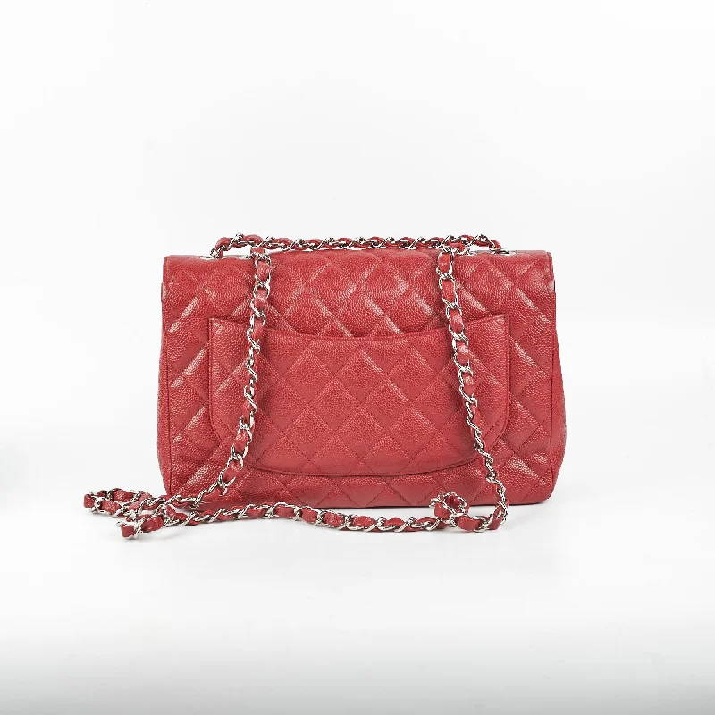 Chanel Quilted Leather Shoulder Bag for FashionistasChanel Classic Jumbo Single Flap Caviar Red - Series 12