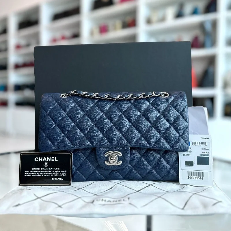 Chanel bags for women with a taste for high fashion*Brand New* Caviar Medium Quilted Dark Blue SHW No 24