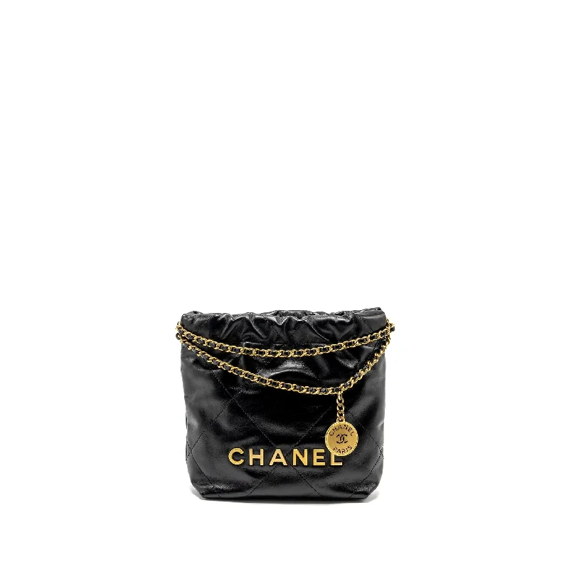 Chanel bags in luxury boutiques worldwideChanel 23K Mini 22 Bag Shiny Calfskin Black GHW (Microchip)