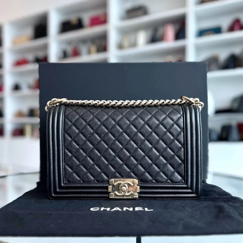 Chanel Small Crossbody Bag for TravelBoy Caviar New Medium 28CM Leboy Black GHW No 23