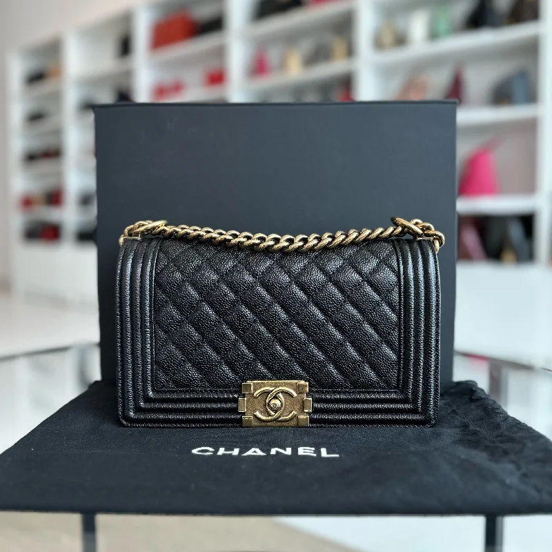 Chanel bags with the perfect balance of luxury and functionalityCaviar Boy Old Medium 25CM Leboy Black RGHW No 19