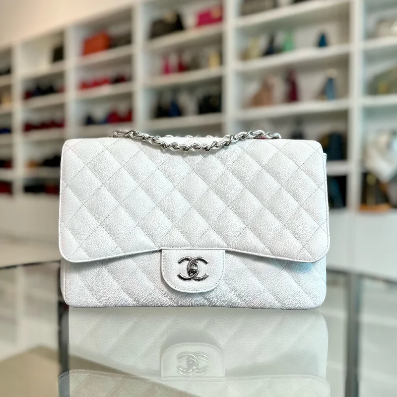 Chanel Small Crossbody Bag for TravelCaviar Jumbo Classic Flap Single Flap White SHW No 13