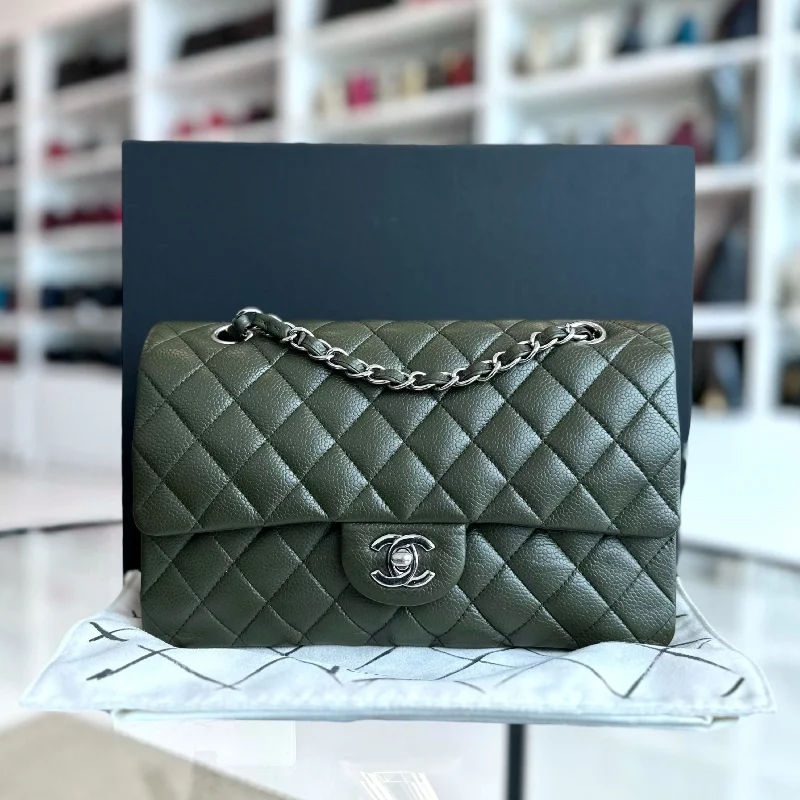 Chanel bags for a polished and professional appearanceCaviar Quilted Dark Green SHW No 14