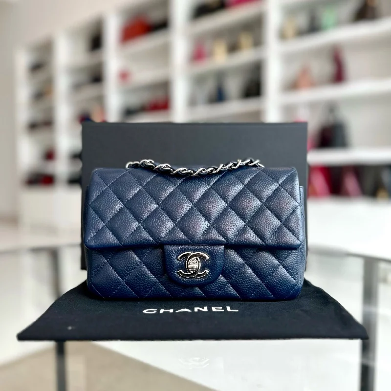 Chanel bags for women who love timeless fashionCaviar Mini Rectangular Classic Flap Mini Dark Blue No 18