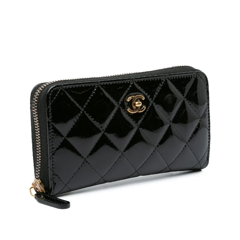 Chanel bags available in bold colors and patternsChanel CC Quilted Patent Zip Around Long Wallet (OZKSJN)