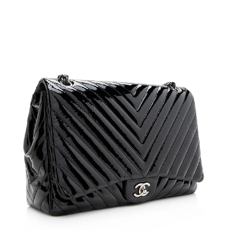 Chanel bags in luxury boutiques worldwideChanel Chevron Patent Leather Classic Maxi Single Flap Bag - FINAL SALE (19684)