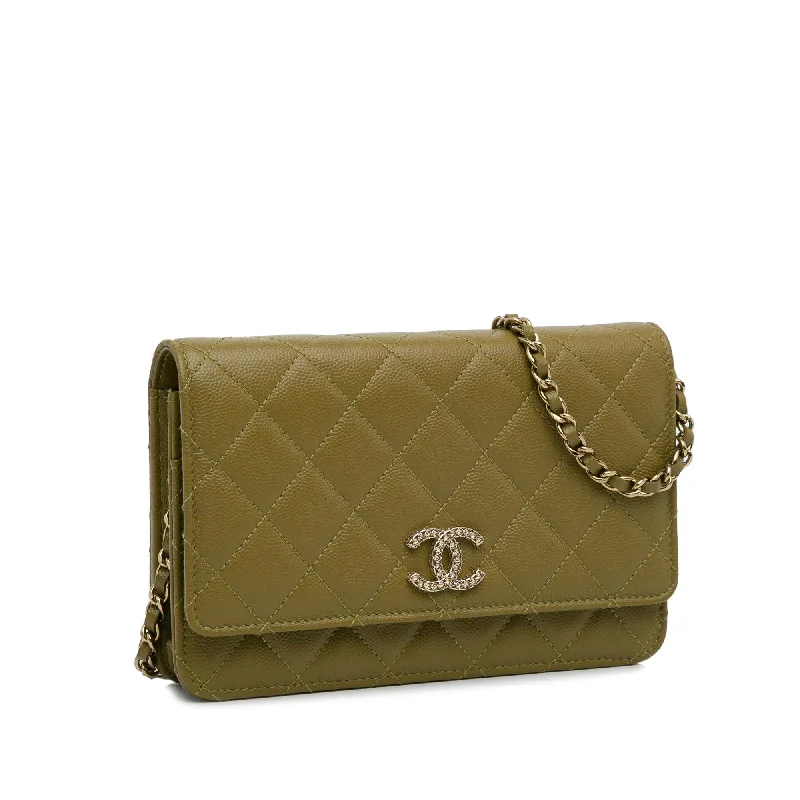 Chanel bags for women who appreciate fine craftsmanshipChanel Classic Caviar Crystal Wallet on Chain (10U9T9)