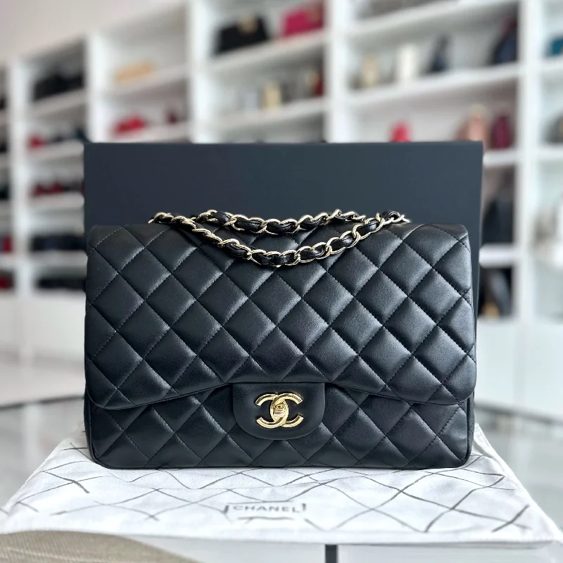 Chanel bags with the perfect balance of luxury and functionalityClassic Flap Jumbo 30CM Single Flap Quilted Lambskin Black GHW No 14