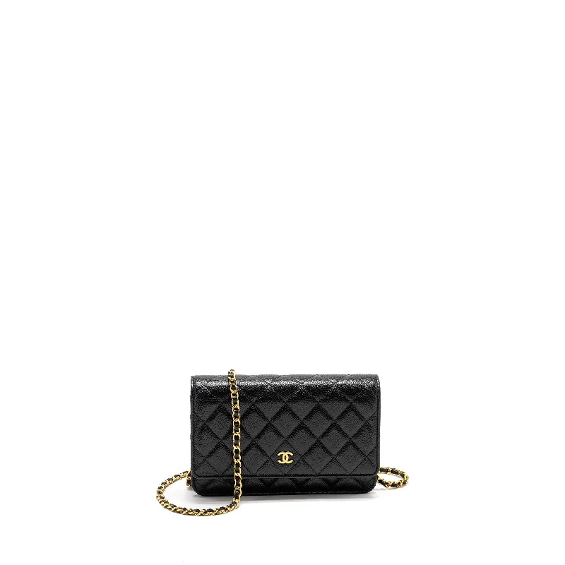 Chanel bags with chain and leather strap combinationsChanel Classic Wallet On Chain Caviar Black GHW