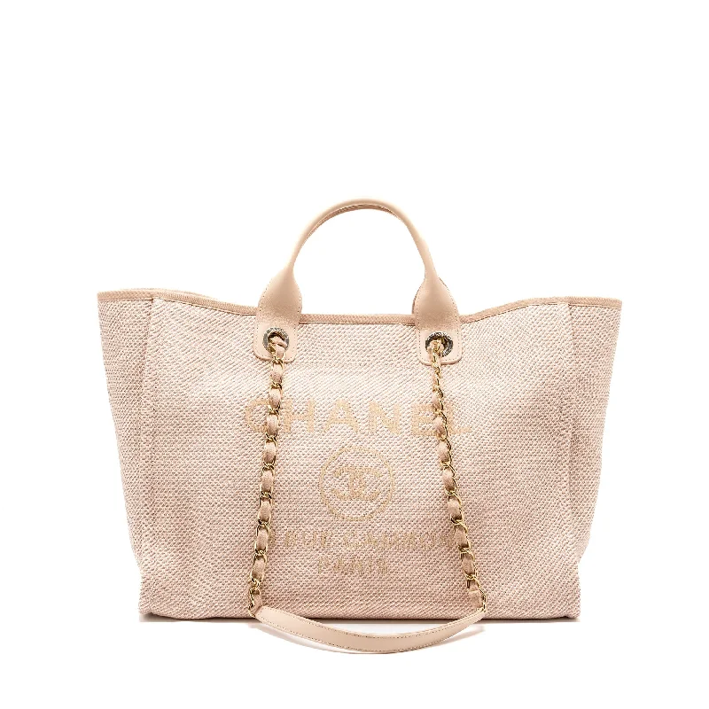 Chanel bags for women with a taste for high fashionChanel Deauville Tote Bag Canvas Light Pink LGHW