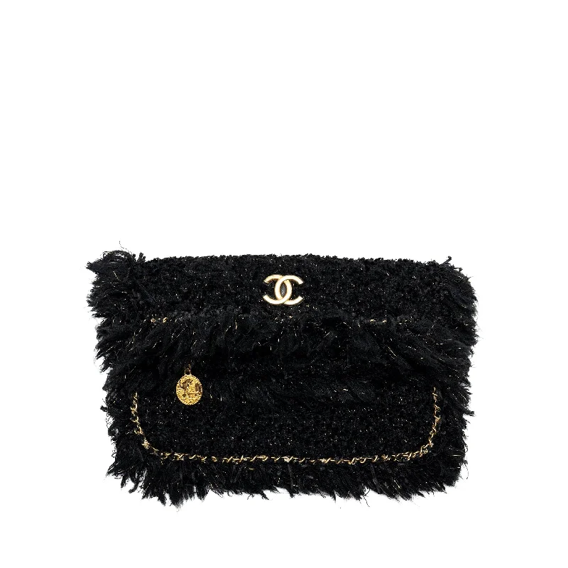 Chanel bags for those who value investment piecesChanel Fringe Paris Cosmopolite Clutch Tweed Black GHW