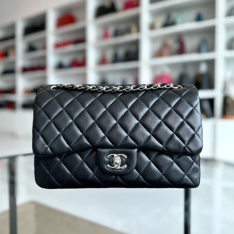 Chanel bags available at online luxury retaileJumbo Double Flap Classic Flap 30CM Lambskin Black SHW No 23