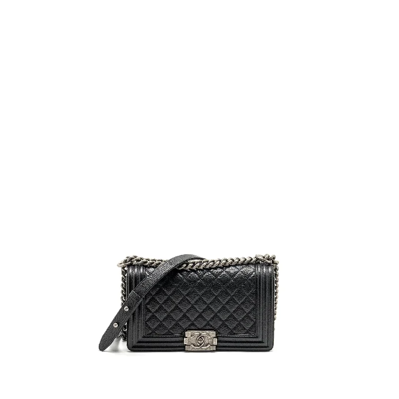 Chanel bags for women who appreciate fine craftsmanshipChanel Medium Boy Bag Caviar Black Ruthenium Silver Hardware