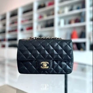 Chanel Medium Tote Bag for Office LadiesMini Rectangular Classic Flap Pixel Effect Calfskin Cruise 2016 Black GHW No 21