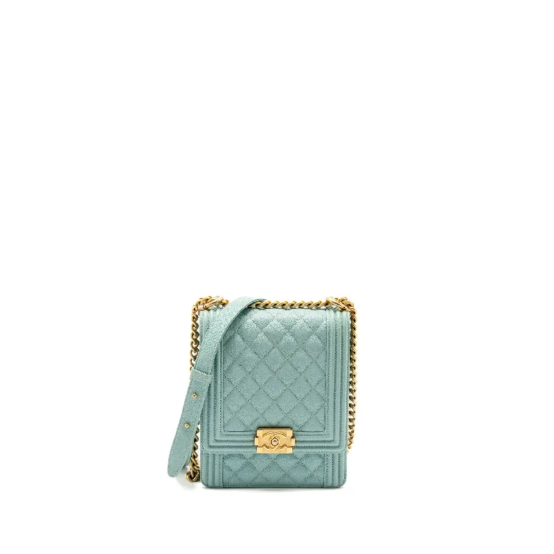 Chanel Quilted Leather Shoulder Bag for FashionistasChanel North South Boy Bag Caviar Light Blue GHW