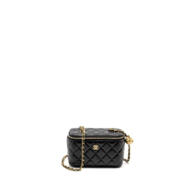 Chanel classicChanel Pearl Crush Long Vanity Case Lambskin Black GHW (Microchip)