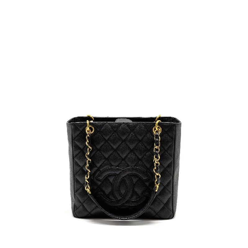 Chanel Small Crossbody Bag for TravelChanel Petit Shopping Tote Bag Caviar BLACK GHW