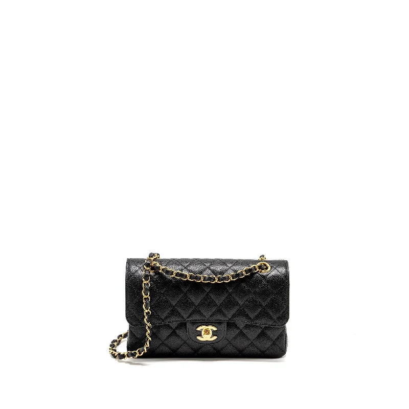 Chanel bags with leather and tweed combinationsChanel Small Classic Double Flap Bag Caviar Black GHW (microchip)