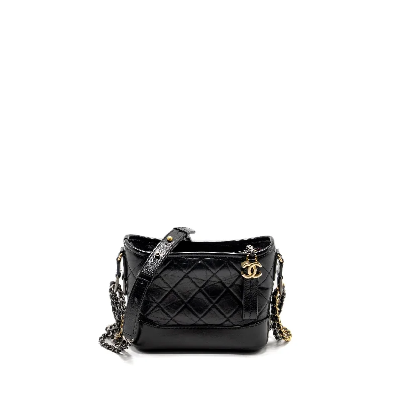 Chanel bags with chain and leather strap combinationsChanel Small Gabrielle Hobo Bag Calfskin Black Multicolour Hardware