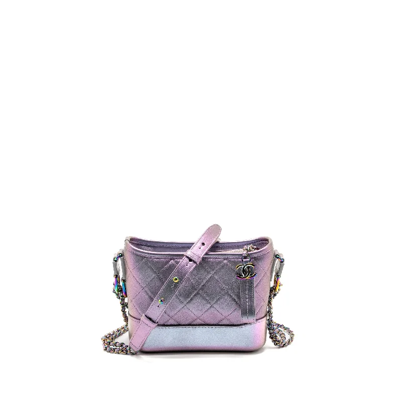 Chanel bags with exclusive seasonal designs and materialsChanel Small Gabrielle Hobo Bag Calfskin / Lambskin Iridescent Light Purple Multicolour Hardware