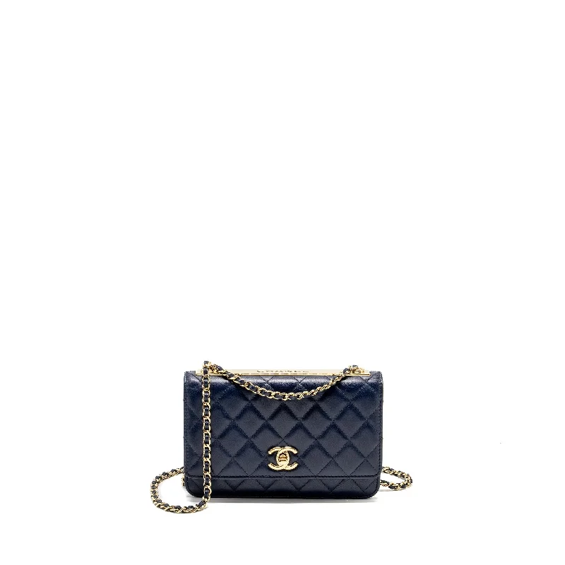 Chanel bags for women who appreciate fine craftsmanshipChanel Trendy CC Wallet On Chain Lambskin Navy LGHW