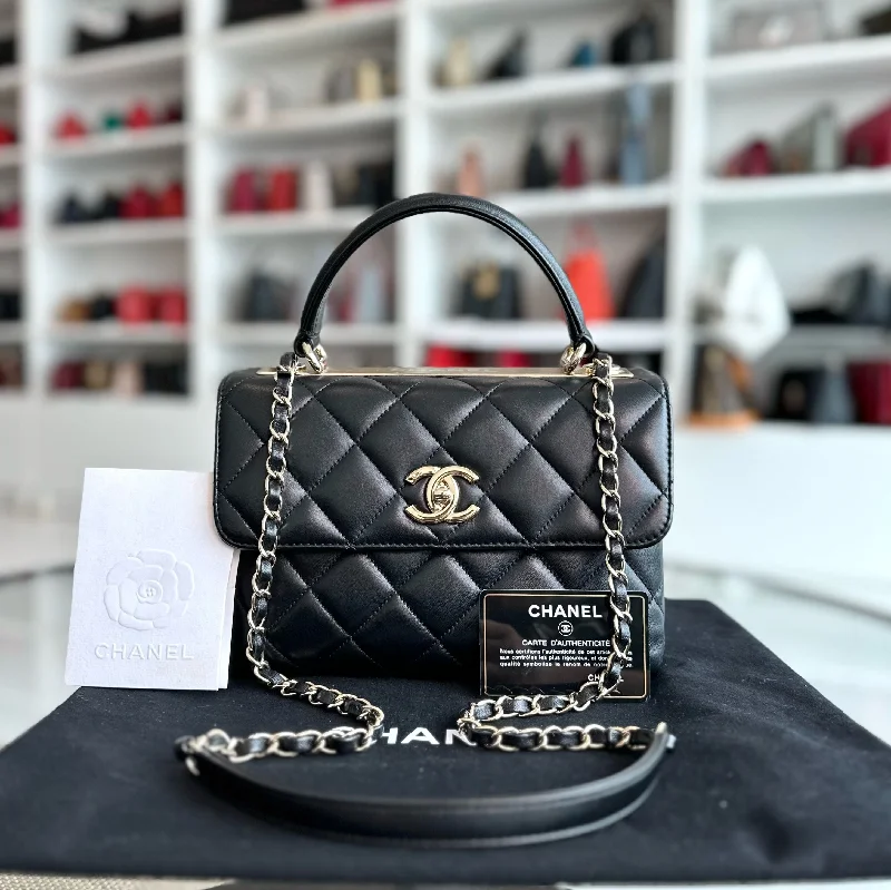 Chanel Vintage Inspired Handbag for Retro Lovers*Receipt* Trendy CC Small Lambskin Black GHW No 20