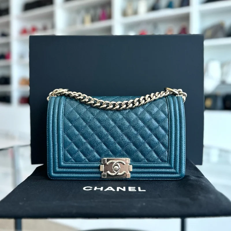 Chanel Luxury Handbag for High - End Events*Series 30* Caviar Boy Old Medium 25CM Leboy Quilted Blue GHW No 30