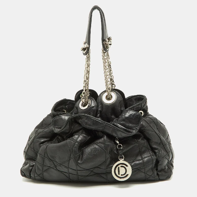 Christian Dior bags with a detachable coin purse insideDIOR Black Cannage Leather Le Trente Hobo