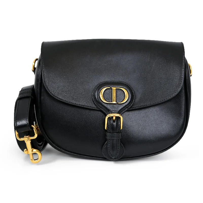 Christian Dior tote bags with a printed Dior logo on the frontDIOR Bobby Black Medium Cross Body Bag