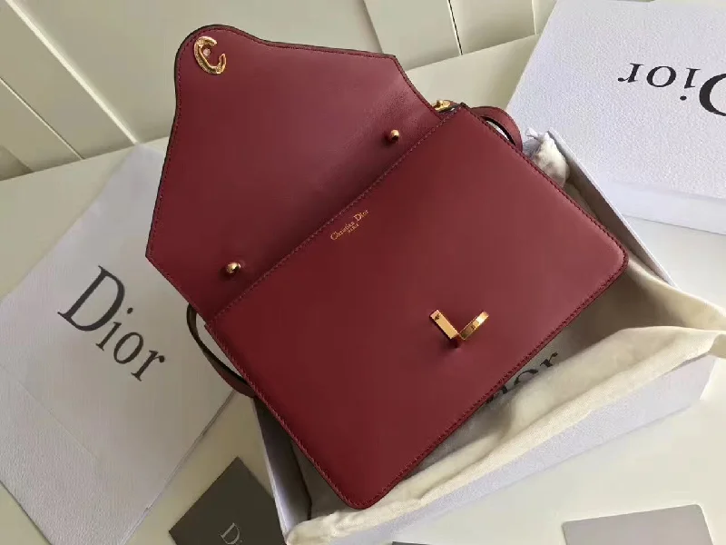 High - fashion Christian Dior bags with a geometric patternDior Cest Dior Flap Bag In Red Calfskin