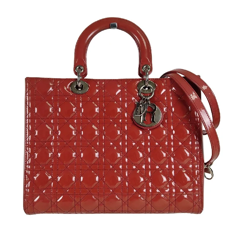 Christian Dior Saddle bags with a studded trim for a bold lookChristian Dior Christian Lady shoulder bag in red patent leather