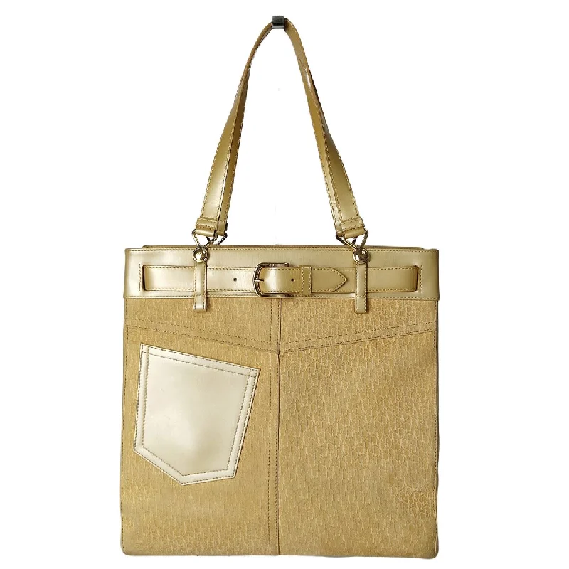 Christian Dior handbags with a back - pocket for quick storageChristian Dior Christian shoulder tote bag in golden monogram suede