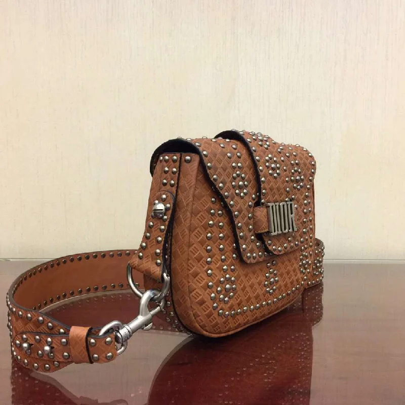 Fashion - forward Christian Dior tote bags for the modern womanDior D-Fence Saddle Bag In Brown Studded Calfskin