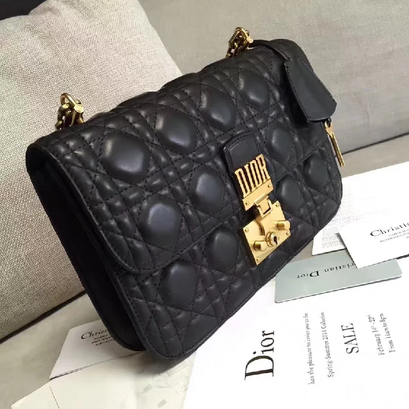 Christian Dior handbags with a detachable mirror for on - the - go touch - upsChristian Dioraddict Flap Bag In Black Lambskin