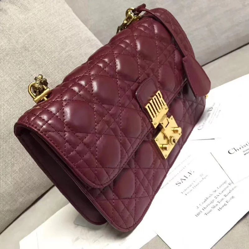 Christian Dior bags with a zip - top closure and multiple compartmentsChristian Dioraddict Flap Bag In Bordeaux Lambskin