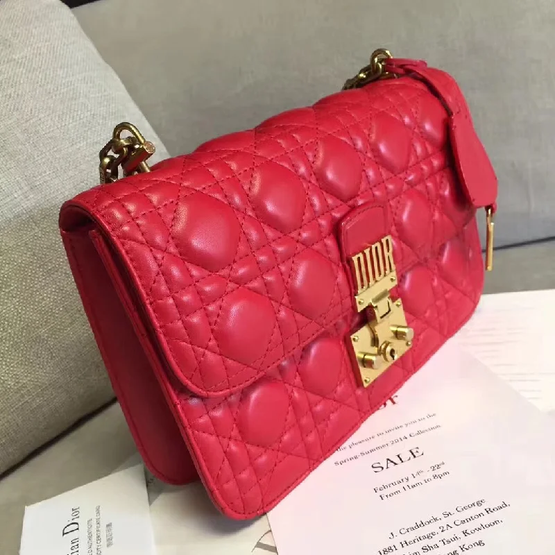 High - fashion Christian Dior bags with a geometric patternChristian Dioraddict Flap Bag In Red Lambskin