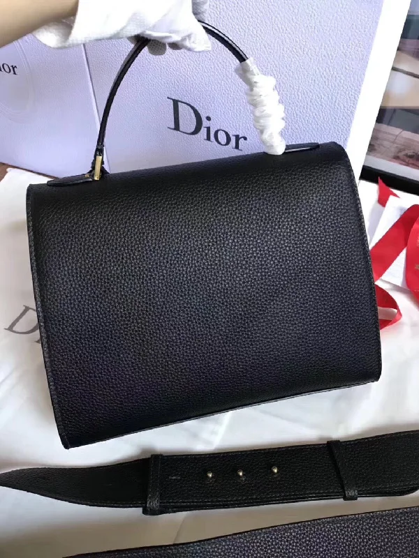 Christian Dior handbags with a detachable mirror for on - the - go touch - upsChristian DiorAddict Tote Bag In Black Grained Leather