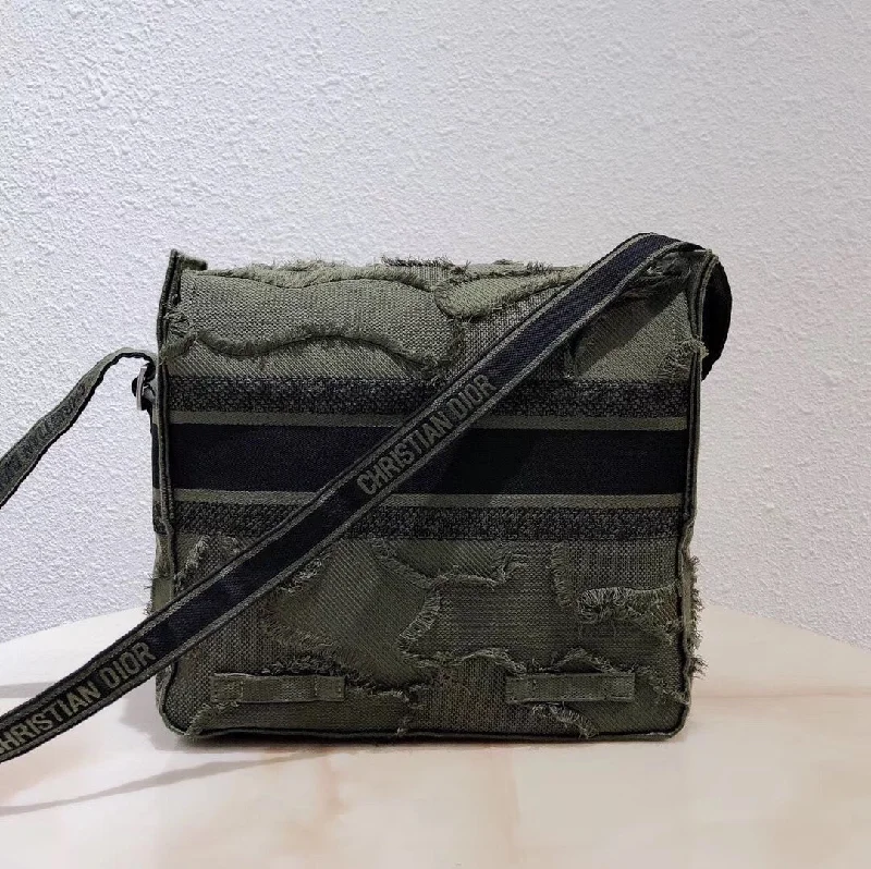 Christian Dior tote bags with a double - handle and shoulder - strap optionChristian Diorcamp Messenger Bag In Green Camouflage Canvas