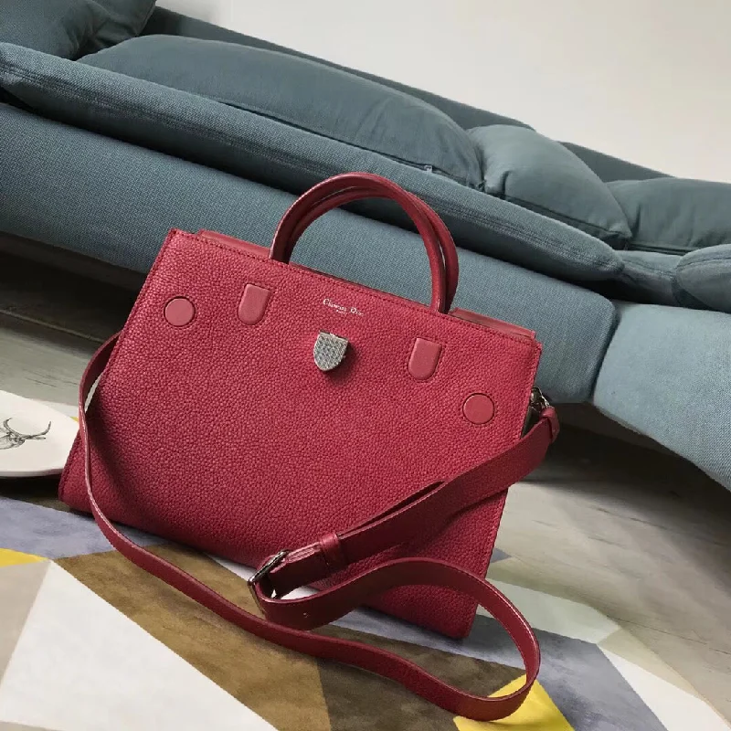 Christian Dior handbags with a back - pocket for quick storageChristian Diorever Tote Bag In Red Calfskin Leather