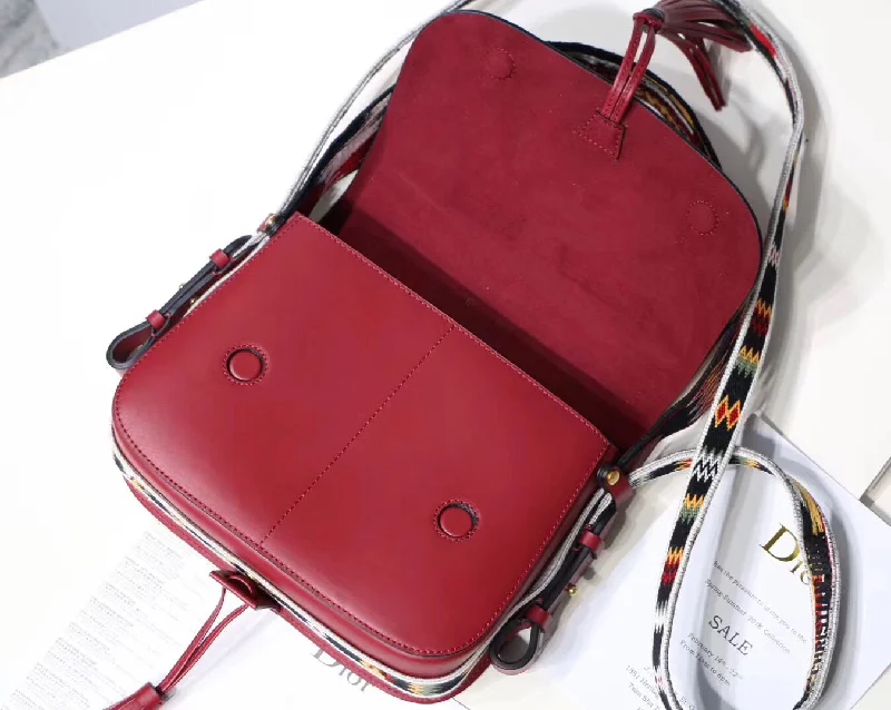 Christian Dior handbags with a detachable mirror for on - the - go touch - upsChristian Diorodeo Flap Bag In Red Calfskin