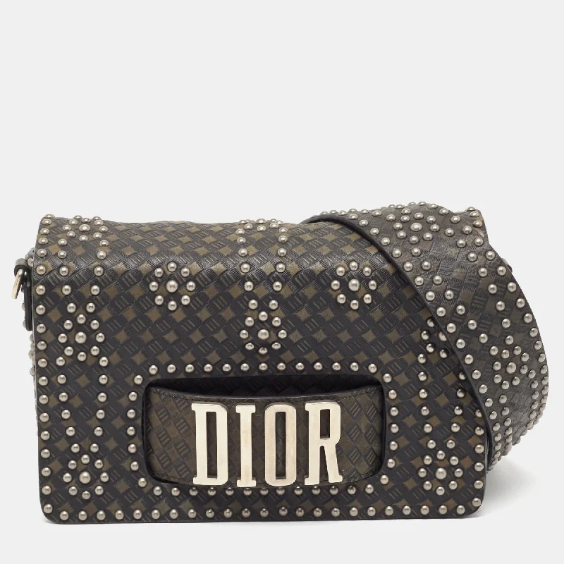 Trendsetting Christian Dior crossbody bags with a colorful strapDIOR Green/Black Studded Leather Medium Dio[r]evolution J'A Chain Bag