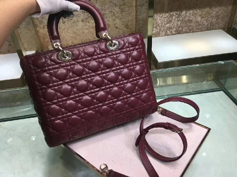 Fashion - forward Christian Dior tote bags for the modern womanDior Large Lady Dior Bag In Bordeaux Cannage Lambskin