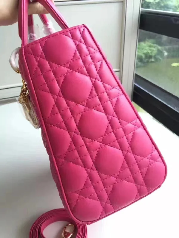 Christian Dior bags with a quilted pattern and gold - toned hardwareDior Medium Lady Dior Bag In Rose Red Lambskin