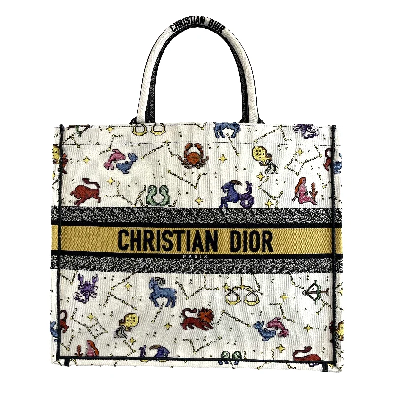 Christian Dior crossbody bags with a front - flap pocket for easy accessDIOR - NEW 2022 Large Pixel Zodiac Embroidered Canvas Book Tote