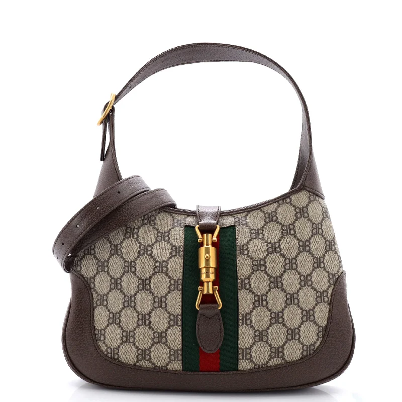 Women Gucci Sylvie bags featuring the signature web stripex Gucci The Hacker Project Jackie 1961 Hobo BB Coated Canvas Small