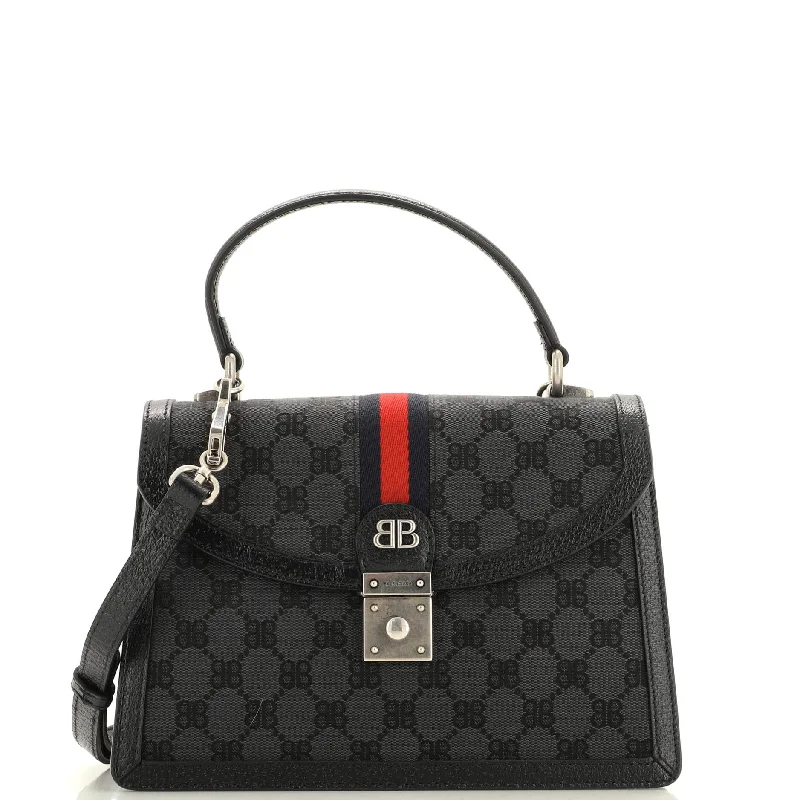 Women Gucci Sylvie bags with a leather - wrapped handlex Gucci The Hacker Project Top Handle Bag BB Canvas Small