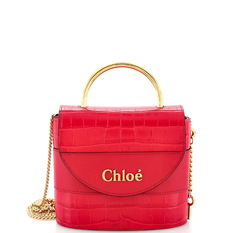 Christian Dior handbags with a snap - button closure and a decorative buckleAby Lock Bag Crocodile Embossed Leather Small