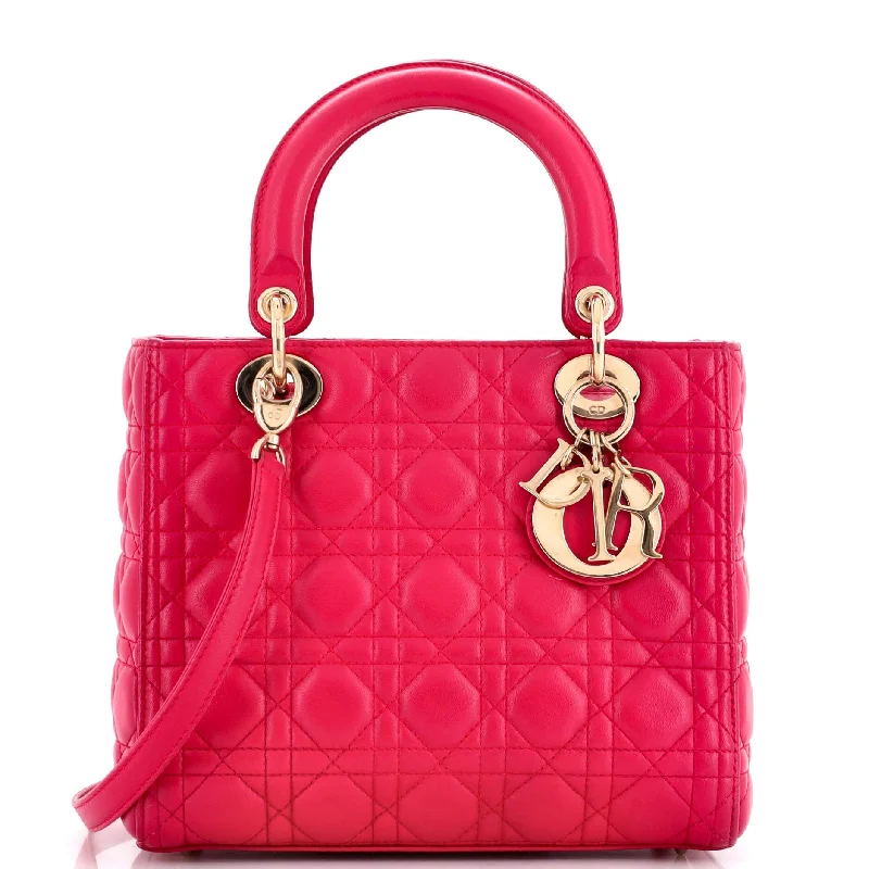 Christian Dior handbags with a removable shoulder strap for versatilityLady Dior Bag Cannage Quilt Lambskin Medium