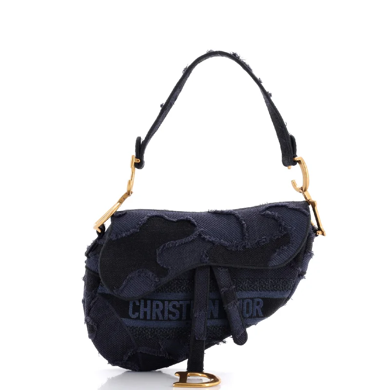 Christian Dior bags with a zip - top closure and multiple compartmentsSaddle Handbag Camouflage Embroidered Canvas Medium